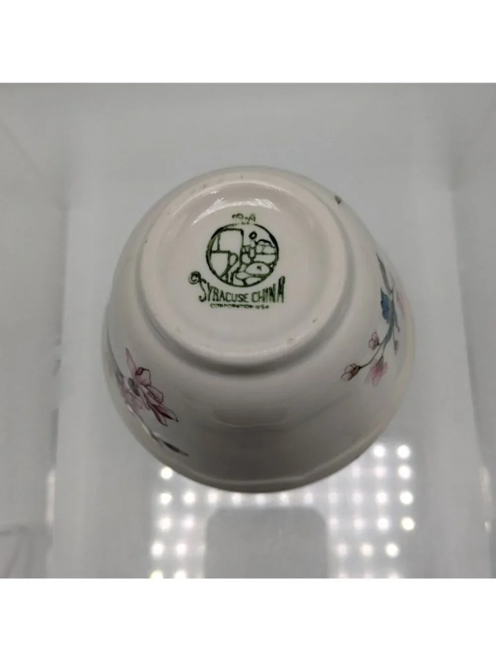 Syracuse China Custard Cup Summerdale Floral White Ceramic Bowl 4 inch wide